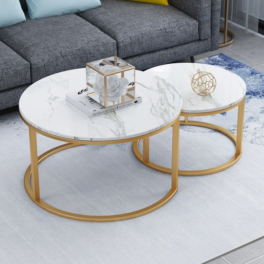 

Nordic Minimalist Coffee Table Balcony Marble Round Gloss Industrial Luxury Coffee Table Balcony Stolik Kawowy Decoration Home