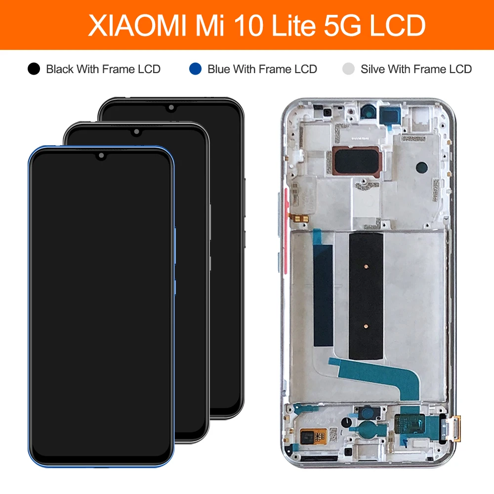 

100% Test 6.57" Mi 10 Lite Lcd For Xiaomi Mi10 Lite Lcd Display Touch Screen Digitizer Assembly For Mi 10Lite Lcd M2002J9G 5G