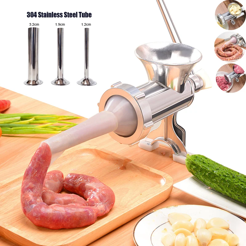 

Ручная алюминиевая Мясорубка 10 #, колбасный шприц с трубками, инструмент, измельчитель для дома, кухонные аксессуары