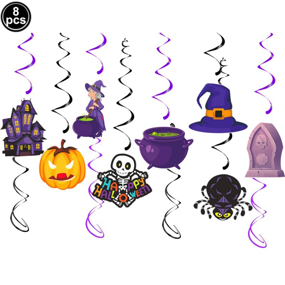 

Хэллоуин потолочное подвесное украшение тыква паук баннер кровь отпечаток руки летучая мышь подвесные завитки для детей Хэллоуин украшение дома