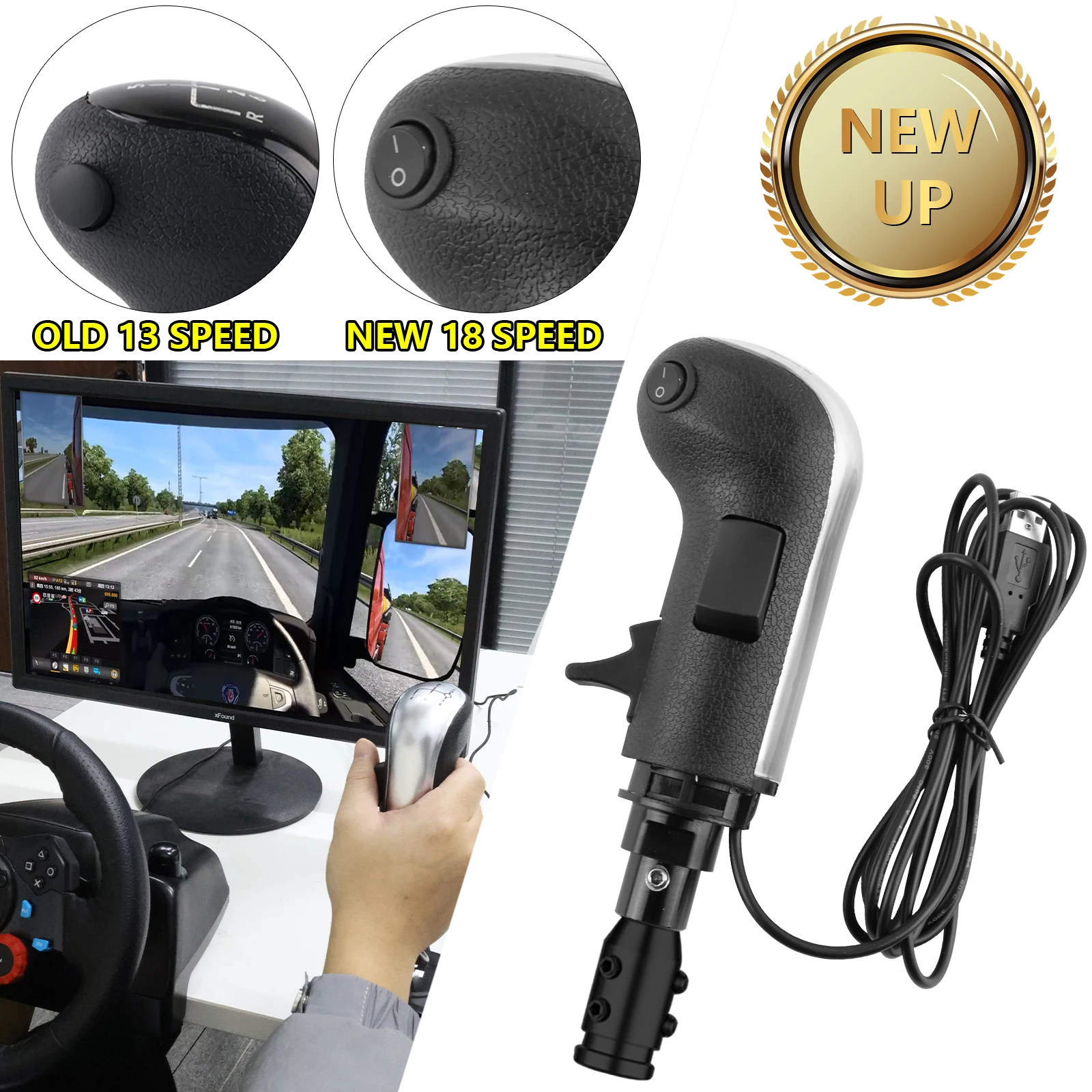 EST2 shifter knob USB Game 18 Gear Shifter Knob 3 Switch Replacement SKRS for Logitech G923 G29 G27 G25 TH8A