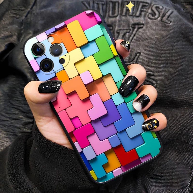 

3D Colorful For iPhone 13 Pro Max 2021 For Apple iPhone 11 12 Pro Max 6s 7 8 Plus XR XS SE 2020 Phone Case Shockproof Back Cover