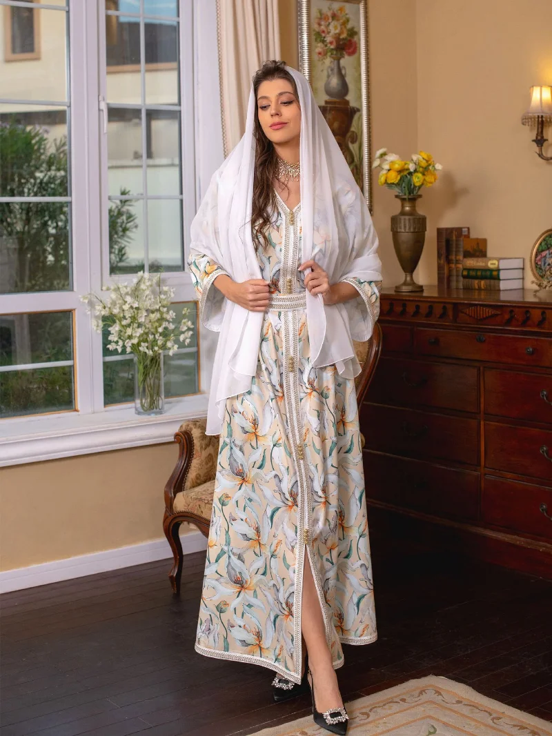Caftan Marocain Abaya Dubai Turkey Islam Kaftan Muslim Hijab Dress African Dresses for Women Robe Arabe Musulman Djellaba Femme