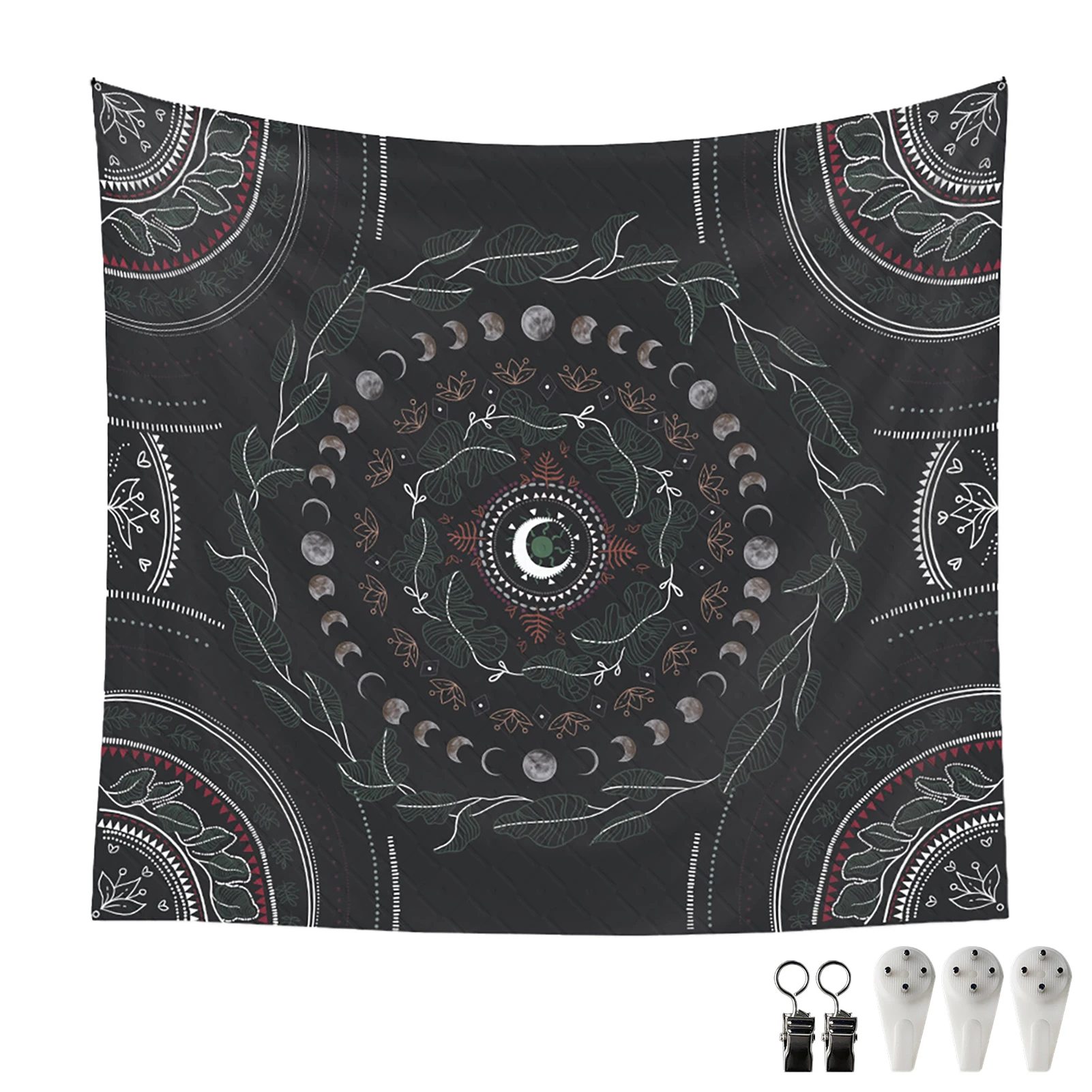 

Wall Hanging Home Decor Durable Dorm Painting Tapestry Non Fade Background Cloth Picnic Blanket Living Room Moon Plant Printed