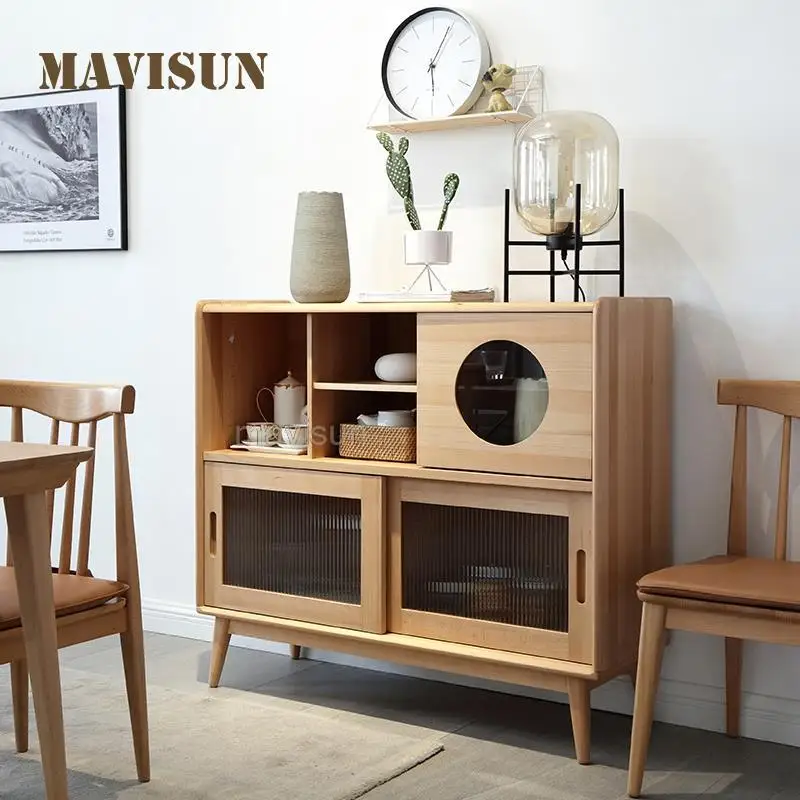Japanese Style Living Room Tea Cabinet Modern Minimalist Kitchen Small Storage Sideboard Buffet Cabinet Dining Room Furniture