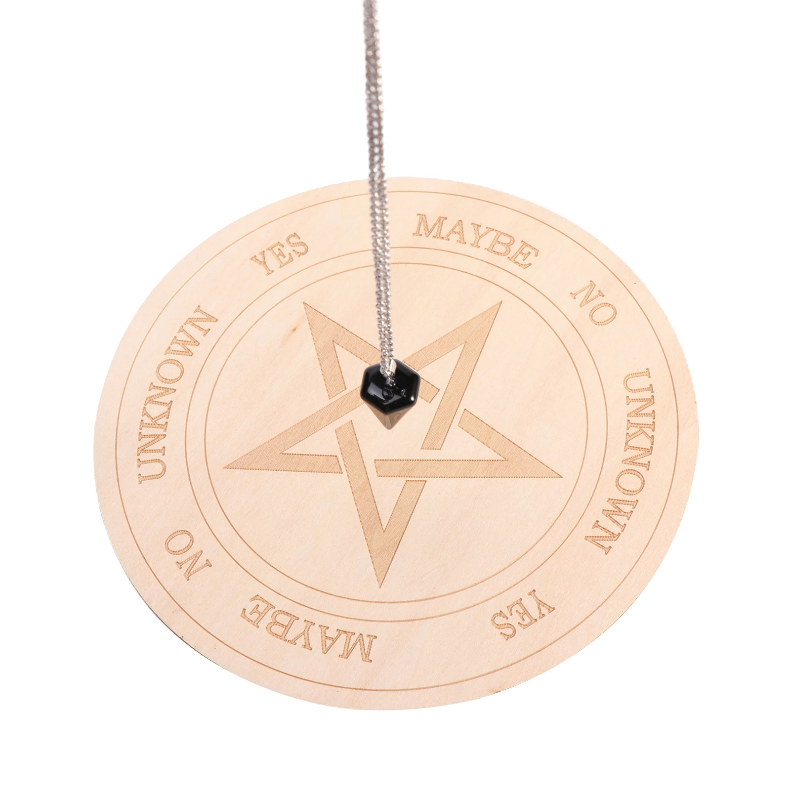 

Round Home Decor Altar Witchcraft With Crystal Necklace Wooden Game Star Sun Carven Wiccan Pendulum Board Dowsing Divination