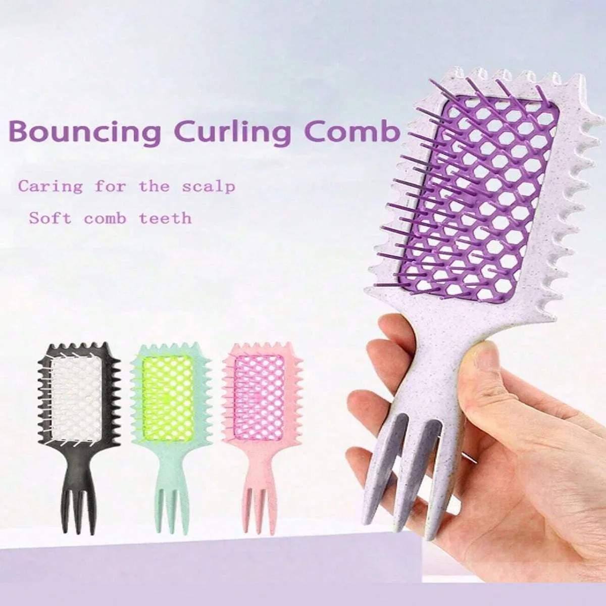 Пружинная расческа для завивки волос с треугольным хвостом массажная из
