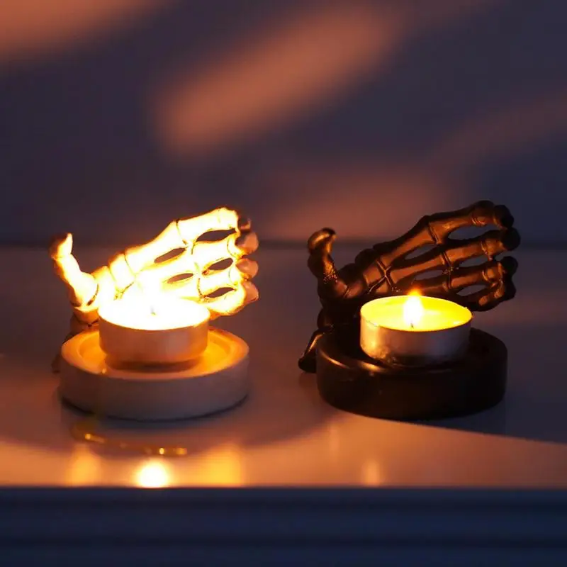 Creative Resin Skull Hand Shape Candle Stand Multipurpose Halloween Tea Light Skeleton Candle Holder