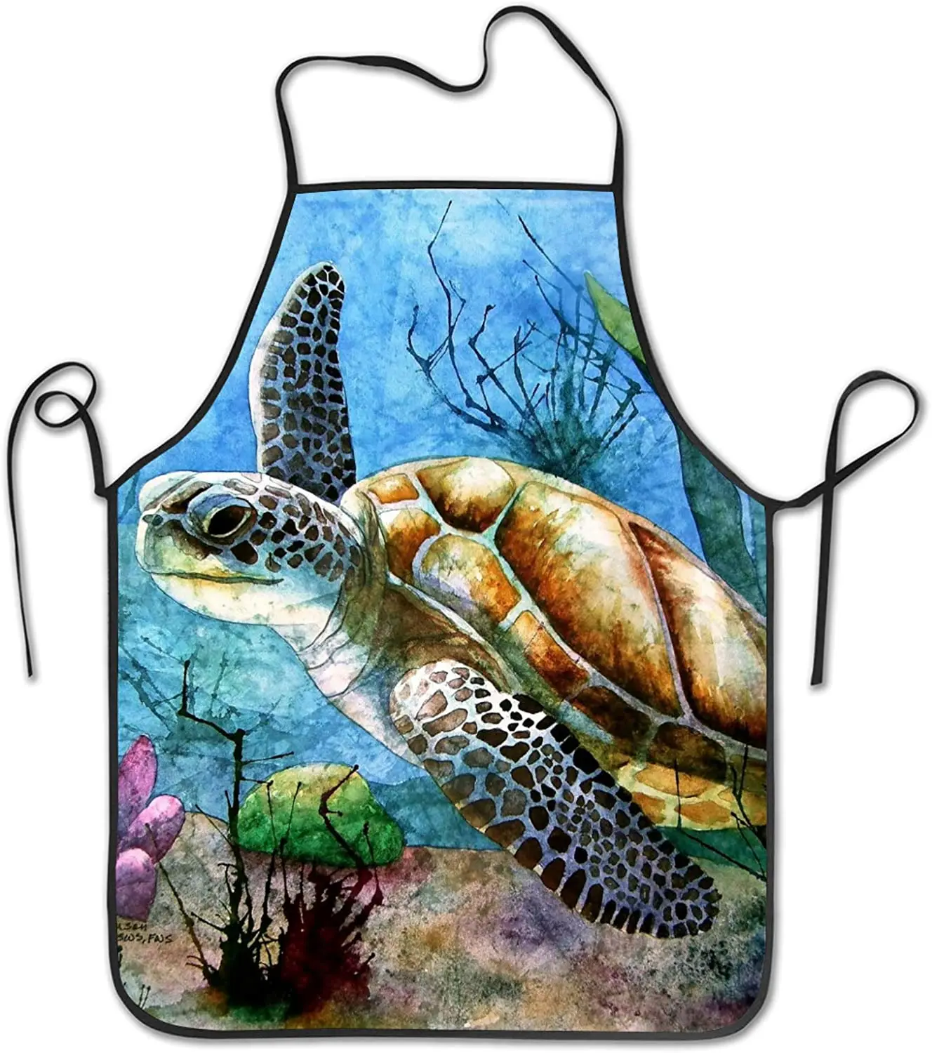 

Sea Turtle Apron Swim in Ocean Blue Kitchen Apron for home Baking/BBQ Men Women Unisex Bib Chef Apron