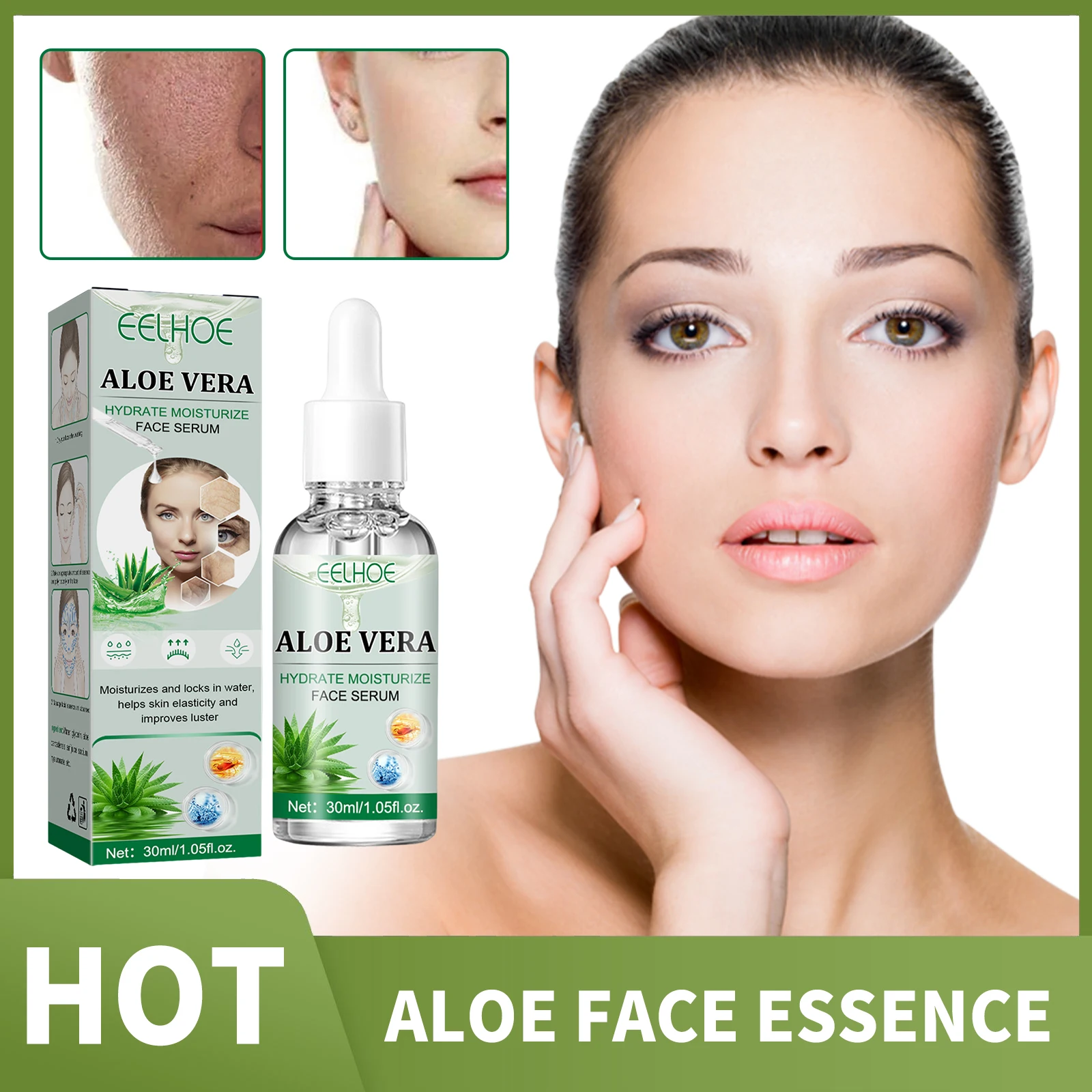 

30ml Aloe Vera Face Essence Serum Soothing Hydrating Moisturizing Serum Gel Aloevera Whitening Bright Facial Skin Oil Essence
