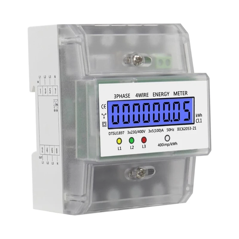 

High Precisions 3 Phase Electricity Meter LCD Display 380V Power Usage Meter