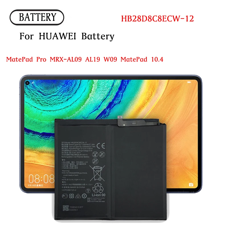 HB28D8C8ECW HB27D8C8 Battery For HuaWei MATEPAD 10.4 BAH3-W59 W09 AL00 TABLET Batteries MATEPAD PRO MRX-AL09 W09 TABLE