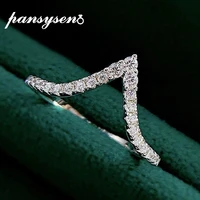 pansysen 100 925 sterling silver v shape created moissanite diamond gemstone personality wedding ring fine jewelry wholesale