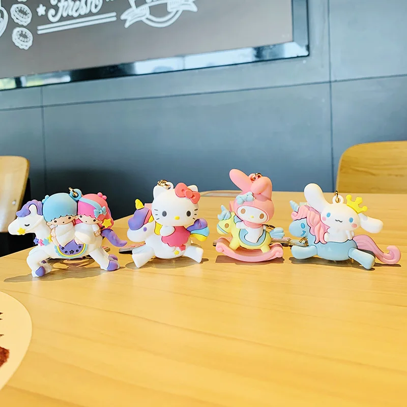 

Sanrio Creative Trojan Keychain Anime My Melody Gemini Cute Keychain Girl Kawaii Decoration Car Key Chain Kids Toys Figure Gifts