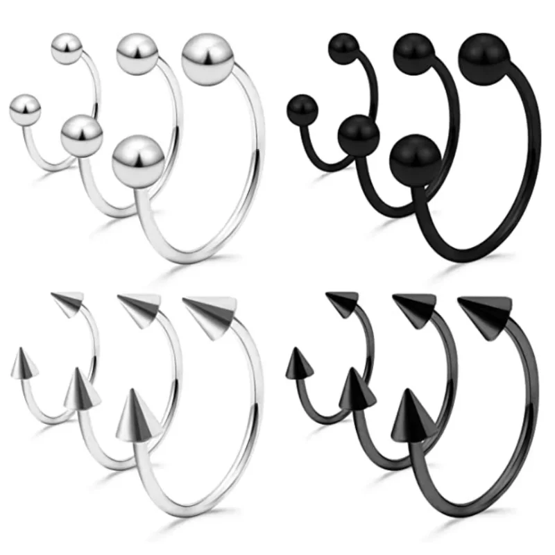 

Punk C Shape Steel Nose Ring Horseshoe Lip Ring puncture Hook Clip Earrings Septum No Allergic Body Piercing Jewelry Nose Rings