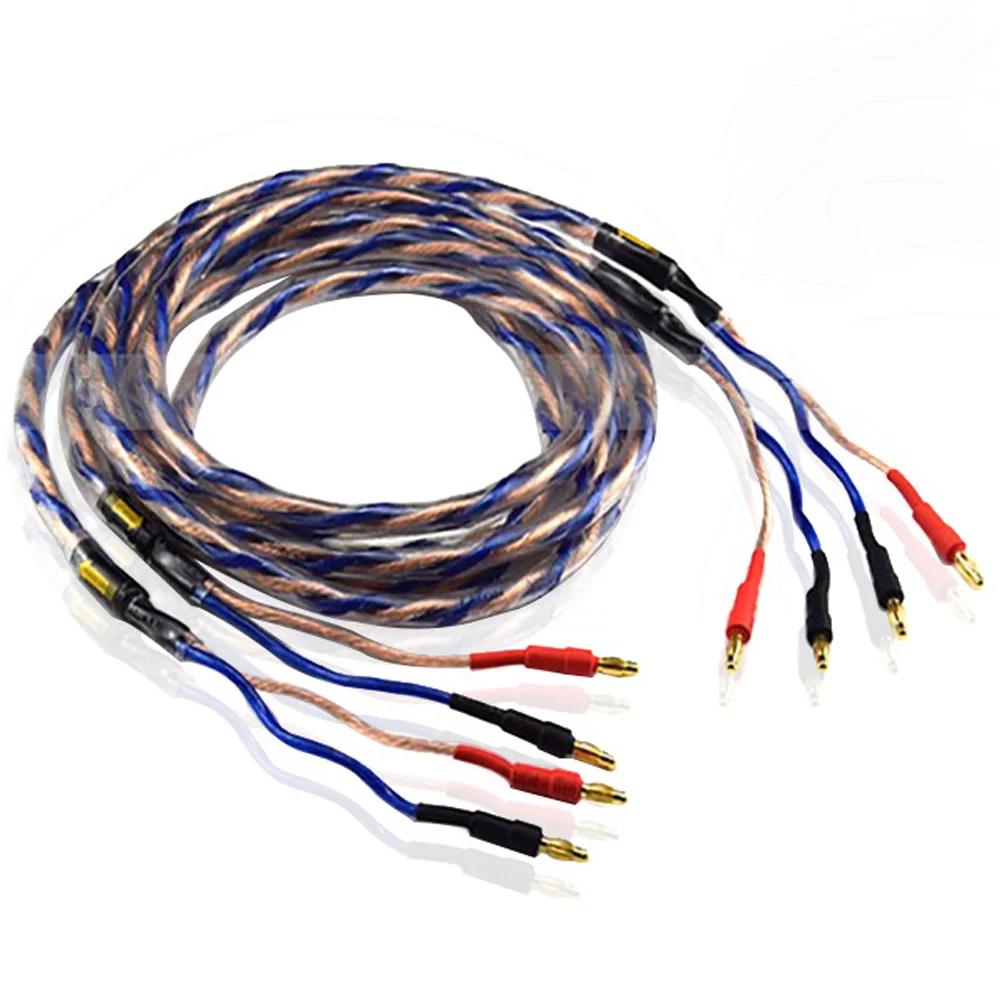

Oxygen-Free Copper Audio Speaker Cable HIFI with Gold Plated Banana Plug Pair