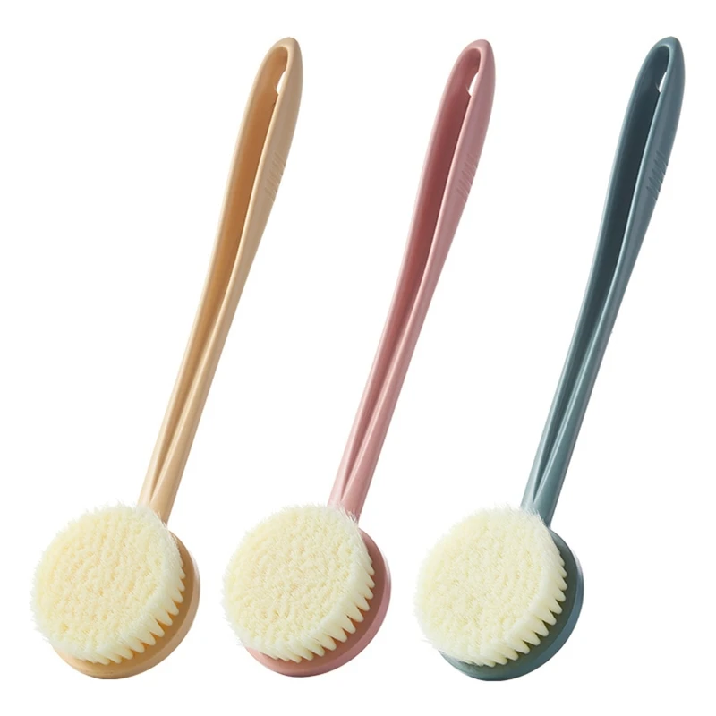 

Exfoliating Bath Brush with Soft Stiff Bristles Pink Long Handle Back Scrubber Drop Shipping