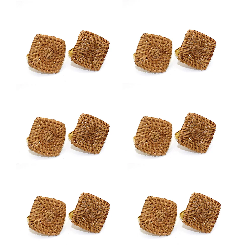 

12Pc Woven Napkin Rings,Rustic Napkin Ring Holders Handmade By Rattan,Braided Serviette Rings Holder Party Decoration