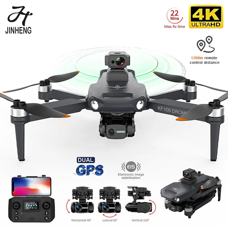 

JINEHNG Новый 2022 KF106 MAX GPS Дрон 4K Профессиональная 8K HD камера 3-осевой карданный бесщеточный складной Квадрокоптер