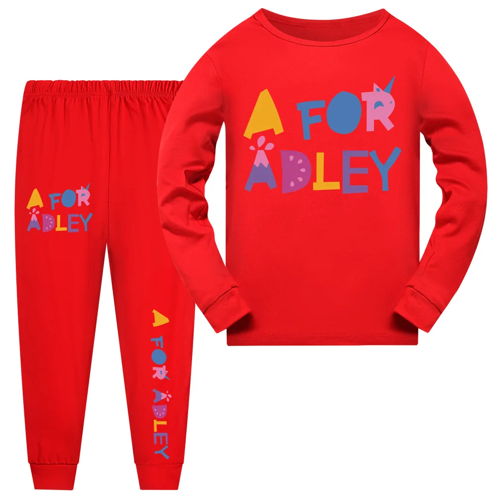 Новинка мультяшная одежда A для ADLEY пижама с длинным рукавом девочек футболка и