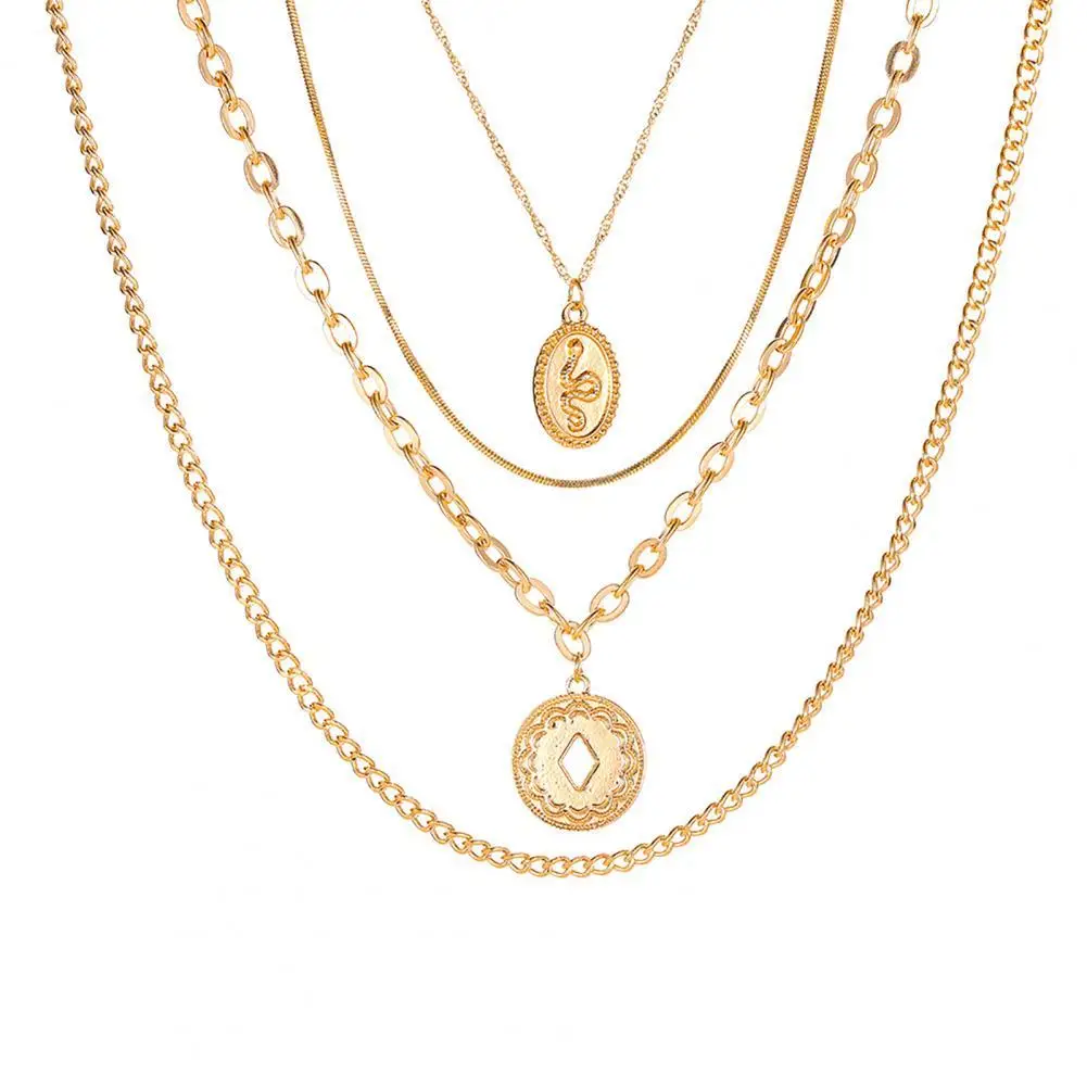 

Women Necklace Multi Shapes Hip Hop Extended Length Star Shape Multi-layer Lady Necklace Daily Jewelry