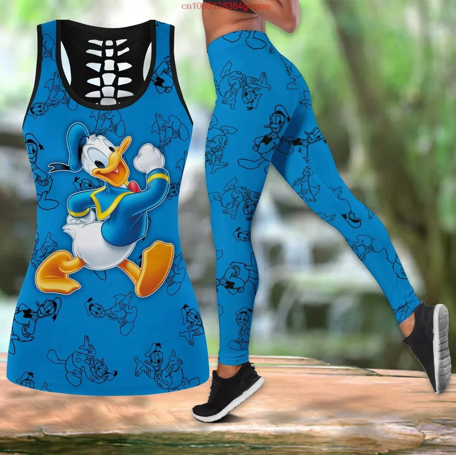 Женский спортивный костюм Disney Дональд Дак майка с вырезом леггинсы комплект для