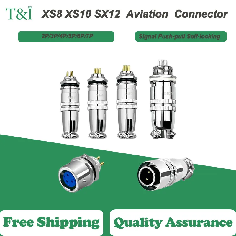 

5/10sets XS8 XS10 XS12 Signal Push-pull Series 2/3/4/5/6/7 Pin Self-locking Docking Aviation Plug Connector Socket Circular