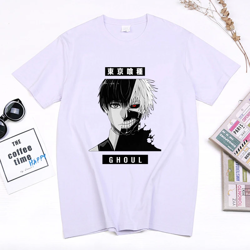 

Футболка Kaneki Ken с аниме Токийский Гуль, топы с графическим принтом для мужчин и женщин, уличные Топы в стиле Харадзюку С мангой, летние повсед...