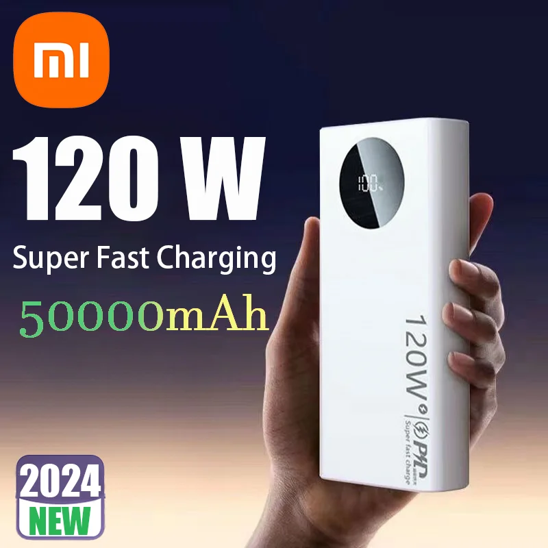 Xiaomi 120 Вт 50000 мАч Power Bank высокой емкости с быстрой зарядкой Powerbank Портативное