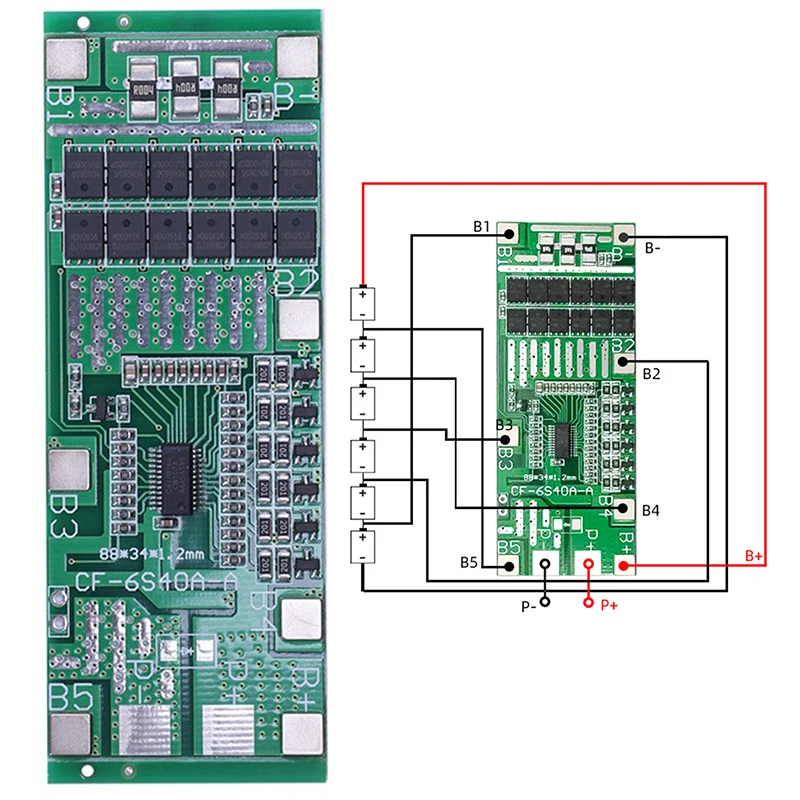 

24V 6S 20A 40A 18650 Li-Ion Batteria Protect Solar Illumination Board Balanced