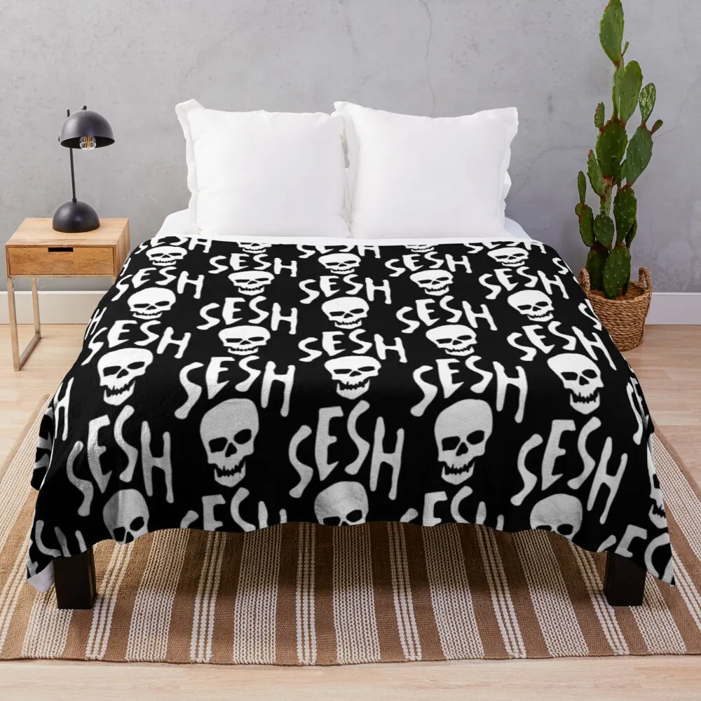 

TEAM SESH WHITE LOGO Throw Blanket Vintage Blanket Flannels Blanket