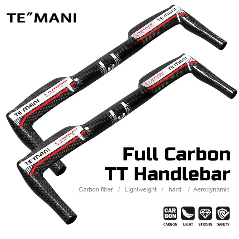 Фото Руль TEMANI Carbon Aero TT Bullhorn для шоссейного велосипеда, сверхлегкий, для фикс-гир, для гонок, запчасти и аксессуары для модернизации №1