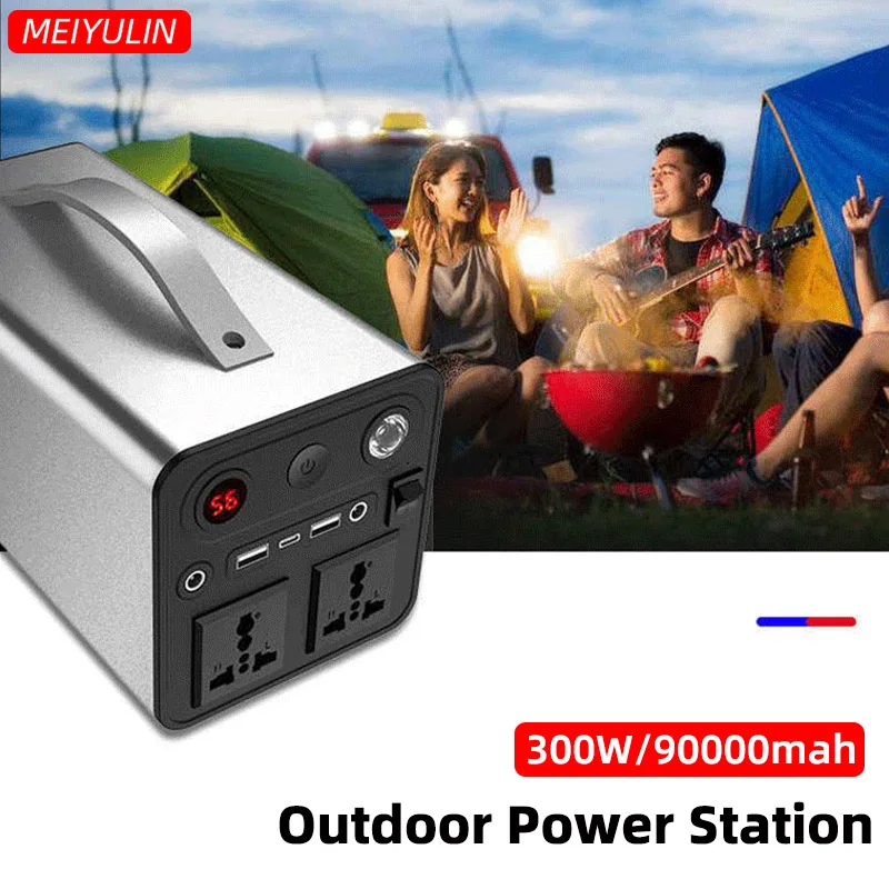 

90000mAh 220V 110V Portable Power Supply Station Solar Generator 300W Emergency Charge Auxiliary Battery For Outdoor Camping Car
