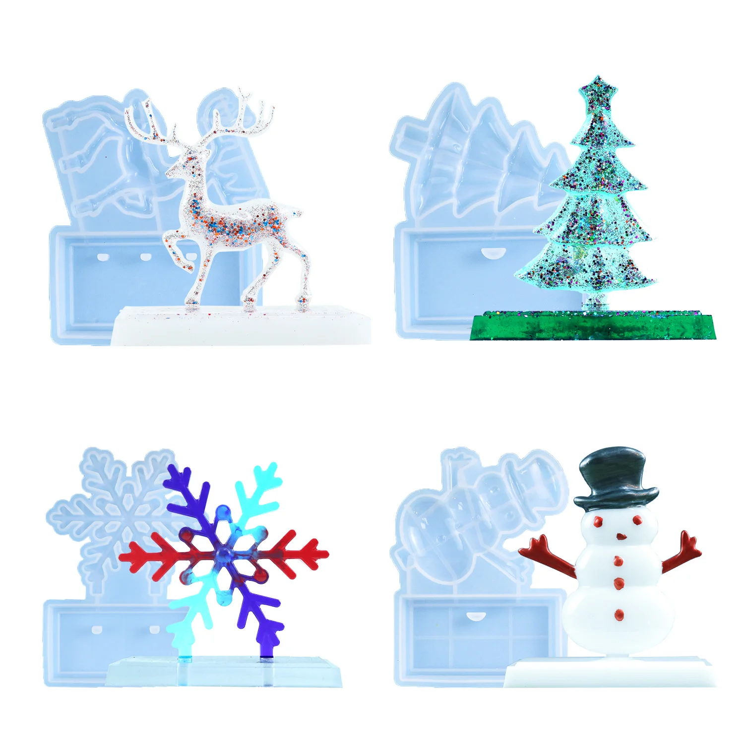 

DIY crystal drop glue resin mold Christmas snowflake snowman three-dimensional decoration silicone mold desktop decoration mold
