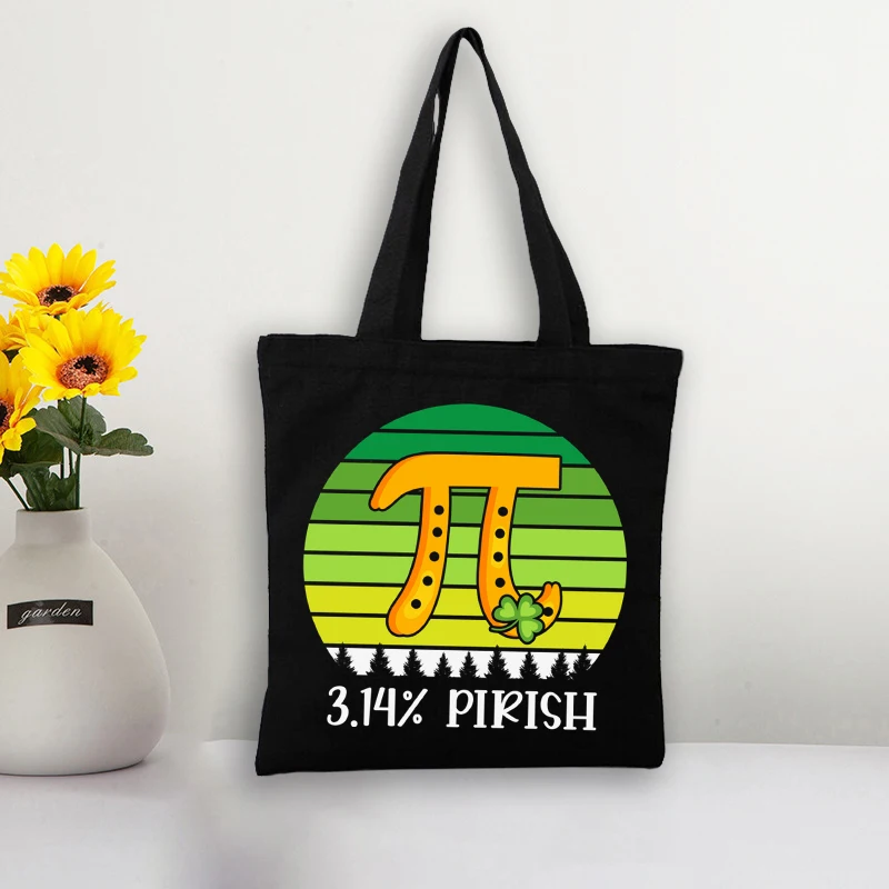 

Fashion PI IRISH Tote Bag GREEN Graphic New Canva Bag Women's Casual Bag Harajuku Large Capacity St Patrick's Day Simple Handbag