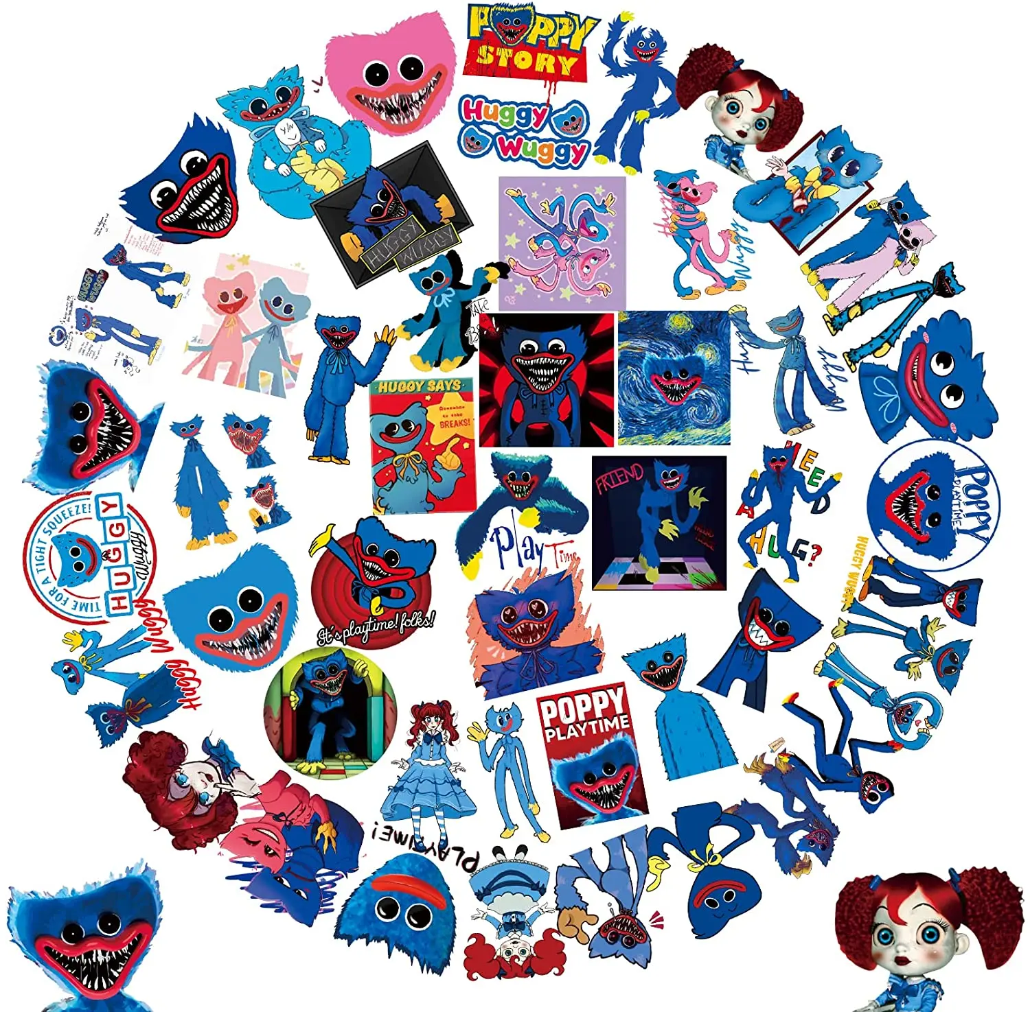 

Poppy Playtime Huggy Wuggy Sticker-50Pcs Vinyl Waterproof Cool Stickers for Car Skateboard Laptop Suitcase for Kids Craft Toys
