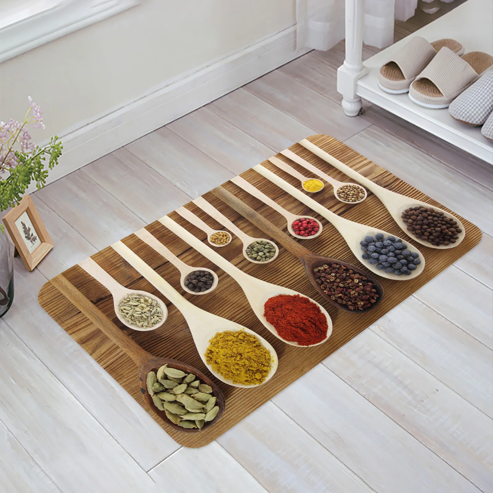 

Spices Seasoning Spoons Colorful Doormats Anti-slip Home Decor Floor Carpet Doormat for Bathroom Kitchen Entrance Rugs