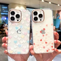 luxury gold plating phone case for iphone 11 12 13 pro max love heart transparent shockproof silicone cover for iphone 13