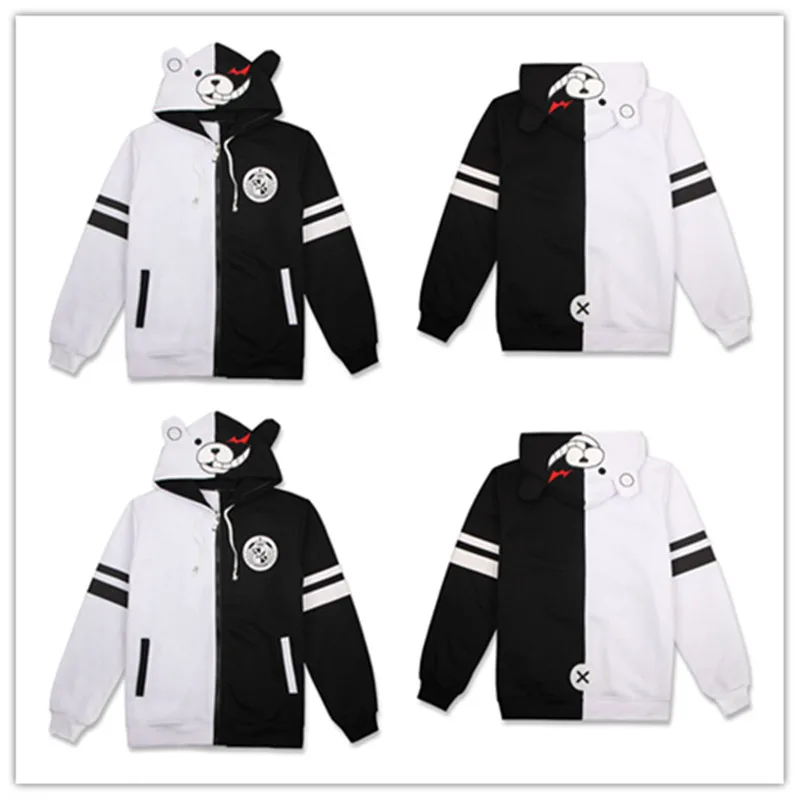 Adult Danganronpa Monokuma Hoodie 3D Printed Sweatshirt Men/Women Casual Zip Up Jacket Coat
