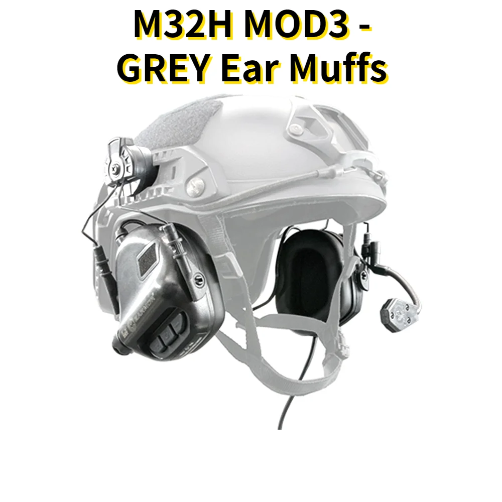 

Earmor Tactical Electronic Communication Headset M32H MOD3 - GREY Noise Cancelling Ear Muffs