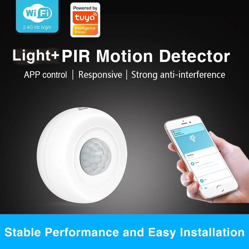 

Tuya WiFi PIR Motion Sensor Home Security Burglar Alarm Sensor Smart Home Infrared Detector Smart Life App Real-time Monitoring