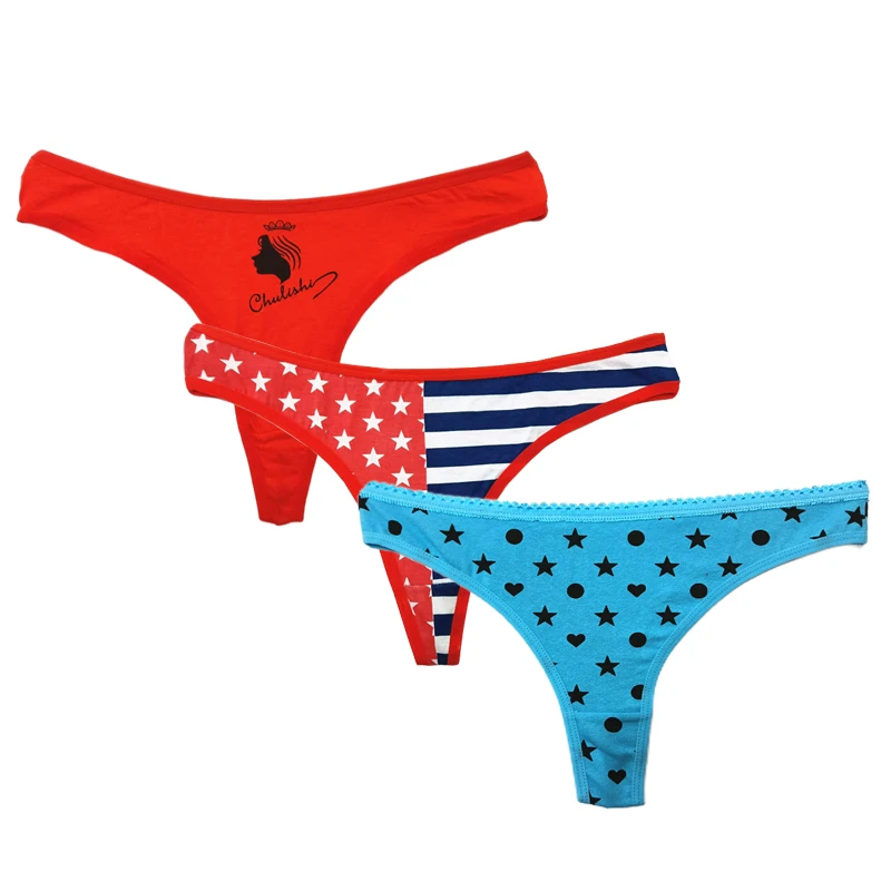 

Women's Sexy Cotton G-string Thong 3PCS/Lot Female Ladies Low-waisted Lingerie Pants Plus Size Underwear Panties Set