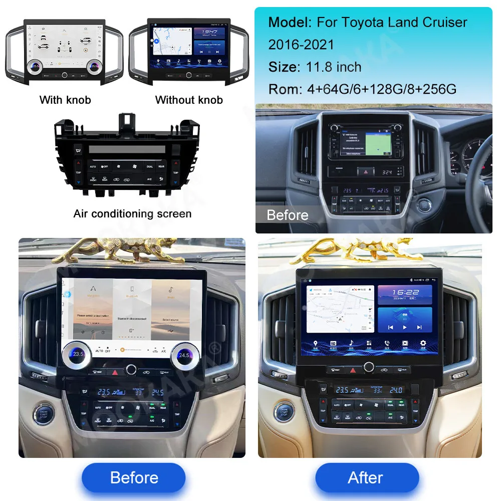 Фото Автомобильный радиоприемник с экраном 11,8 дюйма для Toyota Land Cruiser 2016-2021, Android, GPS-навигация, мультимедийный видеостереоприемник, головное устройство №2