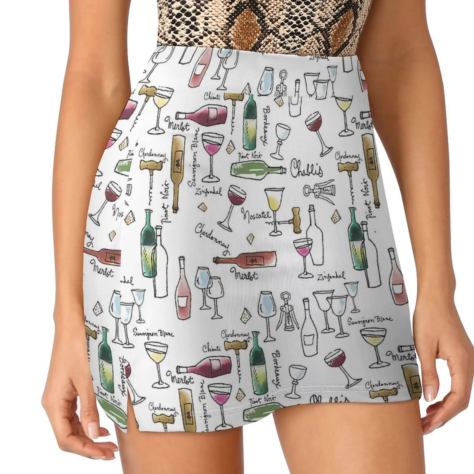 

Taste Of Wine Skirt Various Wines Elegant Mini Skirts Summer High-waisted Graphic Streetwear Casual Skirt Big Size