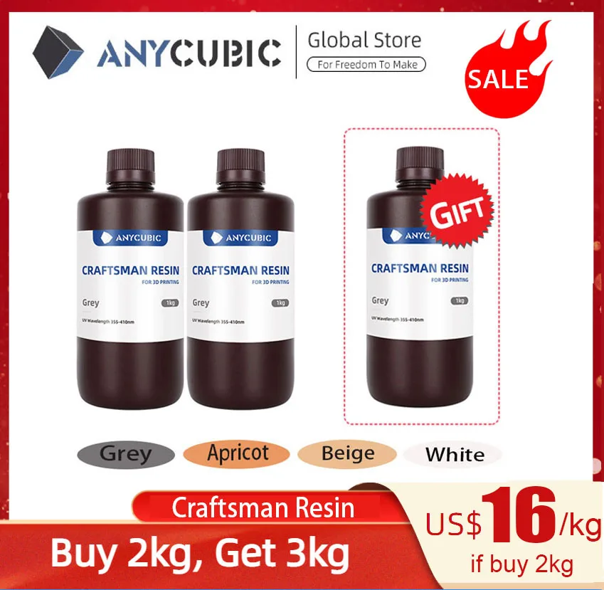 

Купите 2 и получите 3 ANYCUBIC Craftsman смолы, подходящие для SLA DLP принтеров, низкий запах для ювелирных моделей 3d смоать смола