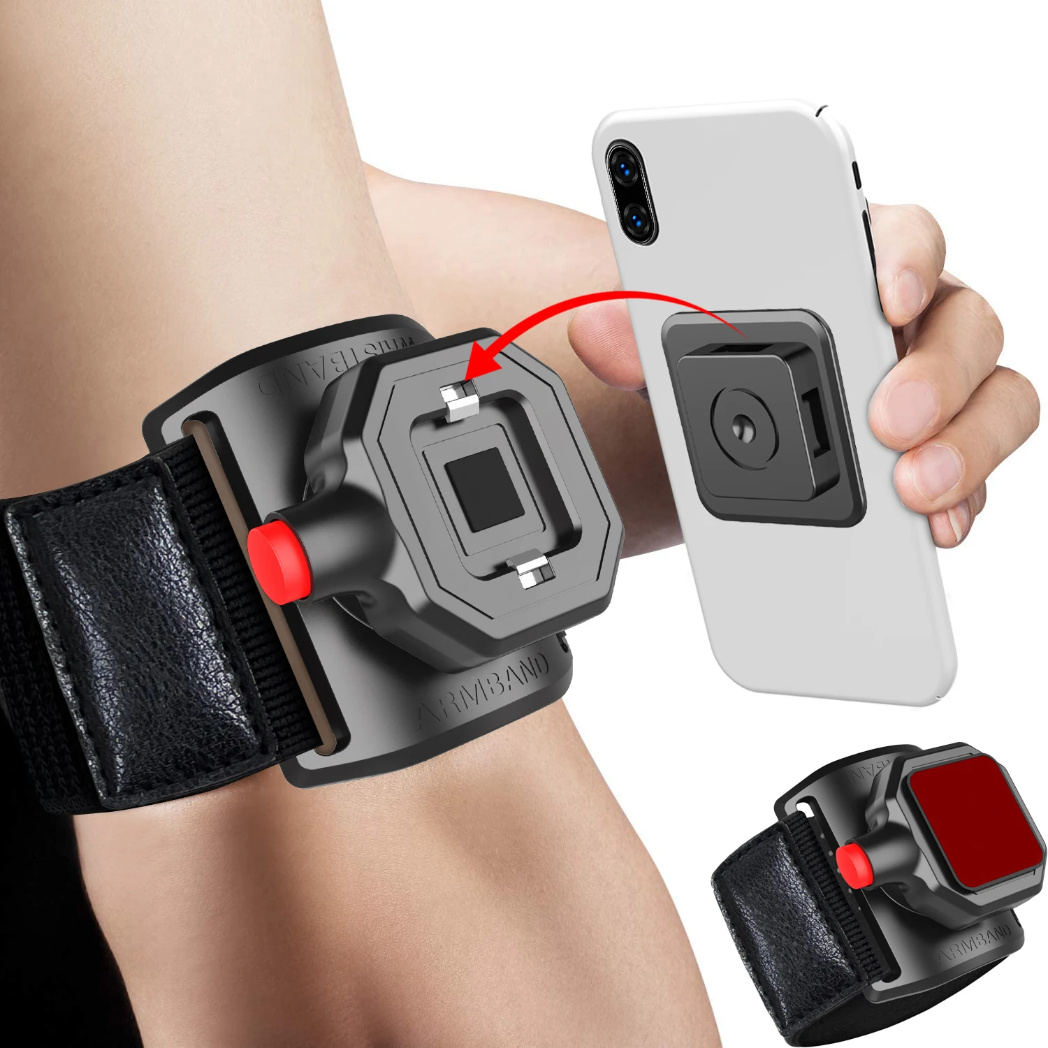 

2022 Creative Running Phone Holder Armband Belt Cycling Gym Sports Mobile Phone Mount 360° Rotatable Wristband Holder Bracket