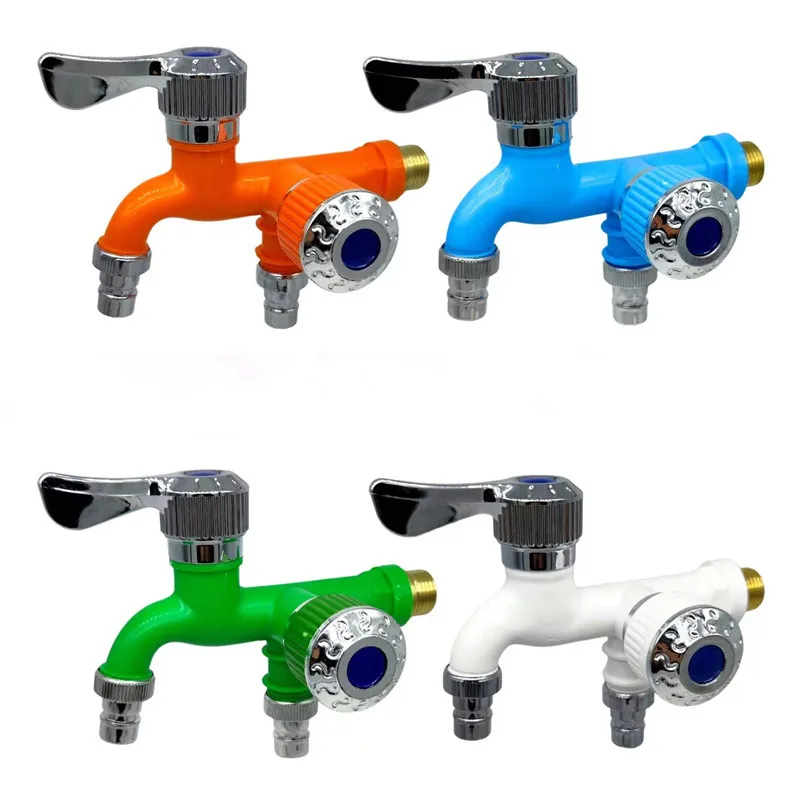 

Dual Control Faucet Double Outlet Water Tap 1/2" Universal Interface Connector Home Bathroom Hose Irrigation Fitting