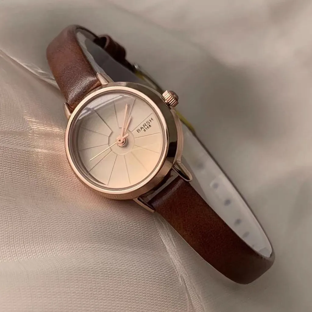 Женский ремешок для часов из искусственной кожи с маленьким циферблатом круглый