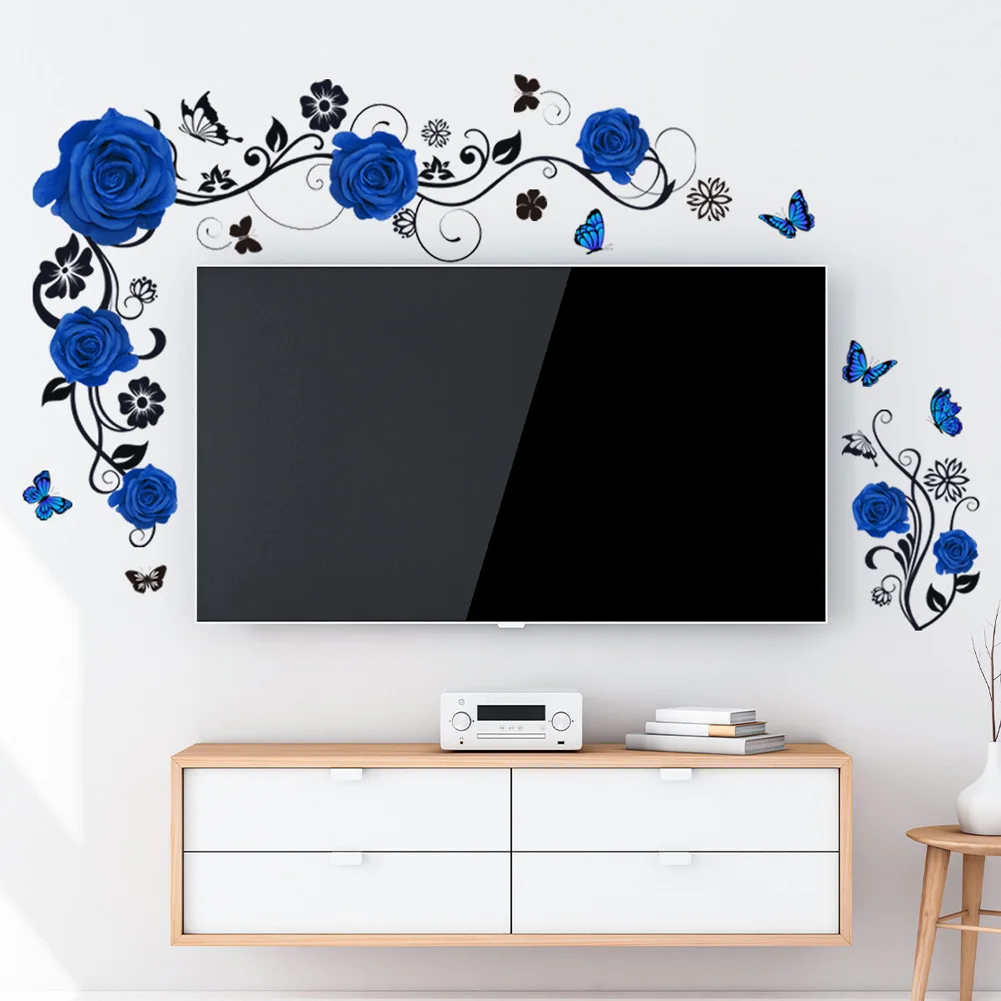 

F5 Flower Vine Butterfly Wall Sticker TV Bedroom Bed Background Decoration Mural Home Decor Self-adhesive Beautify Wallpaper