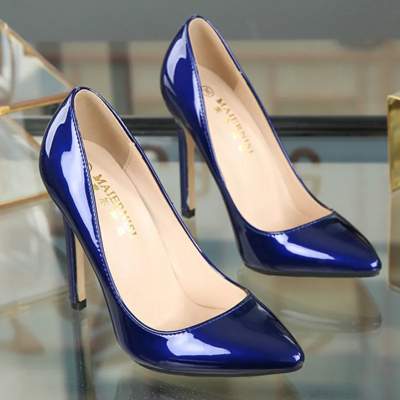 

Plus Size Spring Autumn Patent Leather Pumps for Women Pointed Toe Super Thin High Heel Shallow Solid Fashion Party Ladies Shoes
